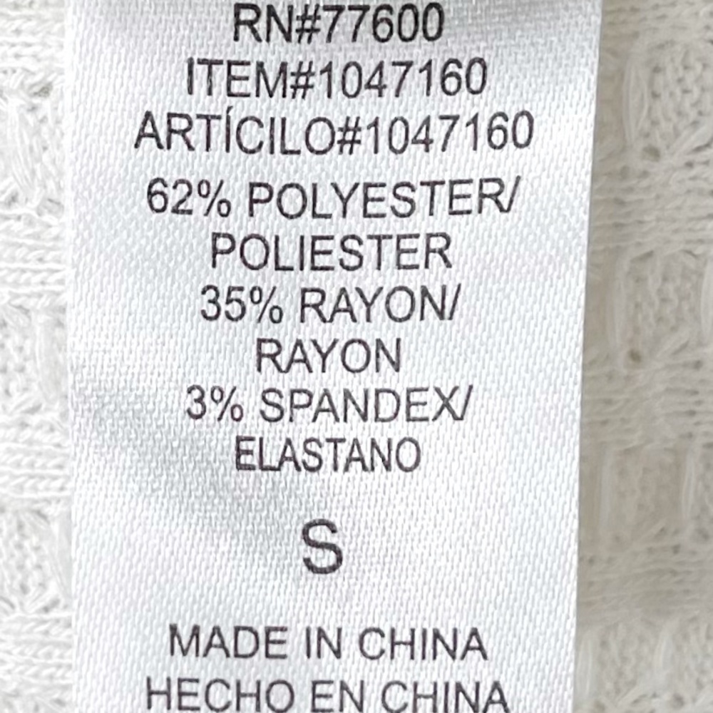 Chaser Long Sleeve Waffle Knit Top Small Cream - Picture 8 of 11